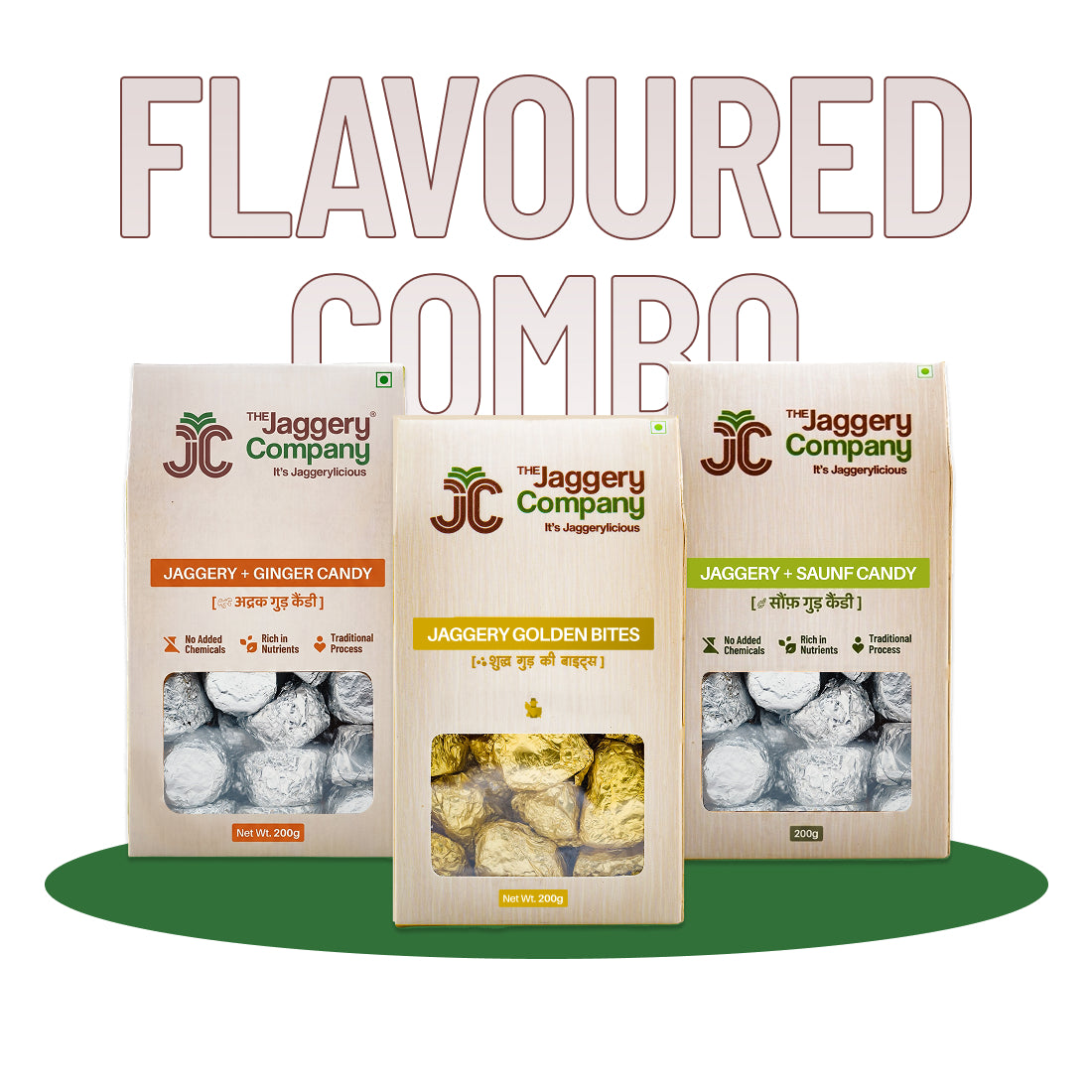 Flavoured Jaggery Candy Combo – 3 x 200 g