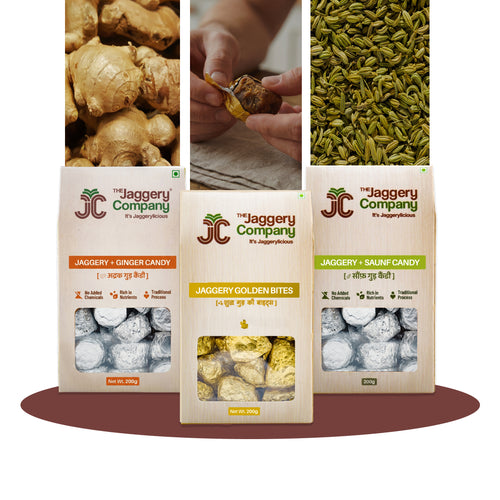 Flavoured Jaggery Candy Combo – 3 x 200 g