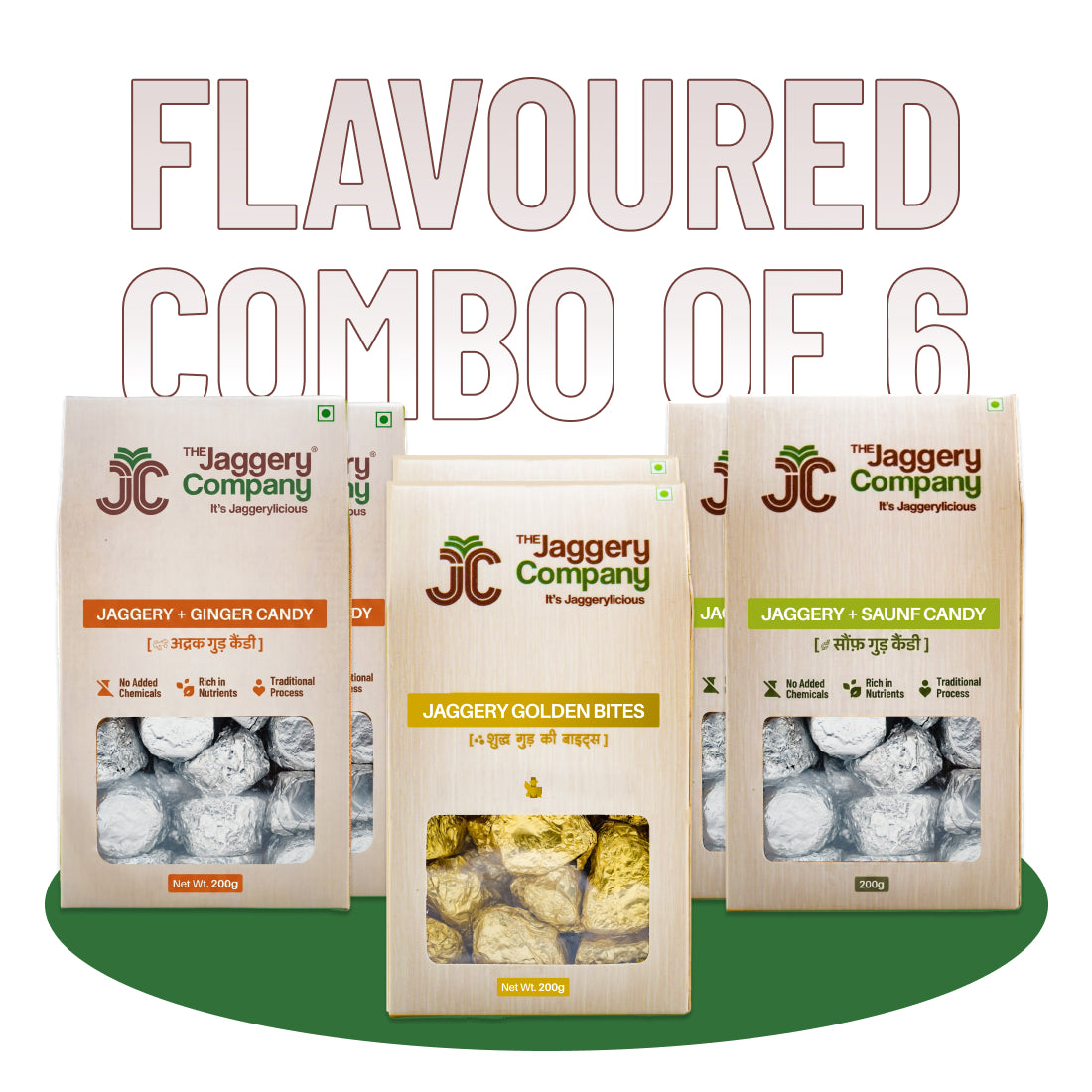 Flavoured Jaggery Candy Combo – Pack of 6 (200 g each)